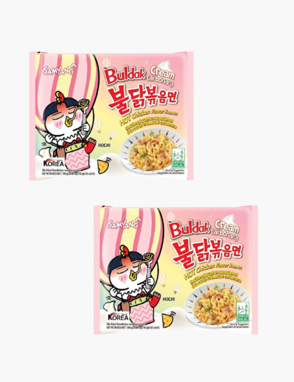 SAMYANG Buldak Cream Carbonara Hot Chicken Flavor Ramen, Pack Of 2